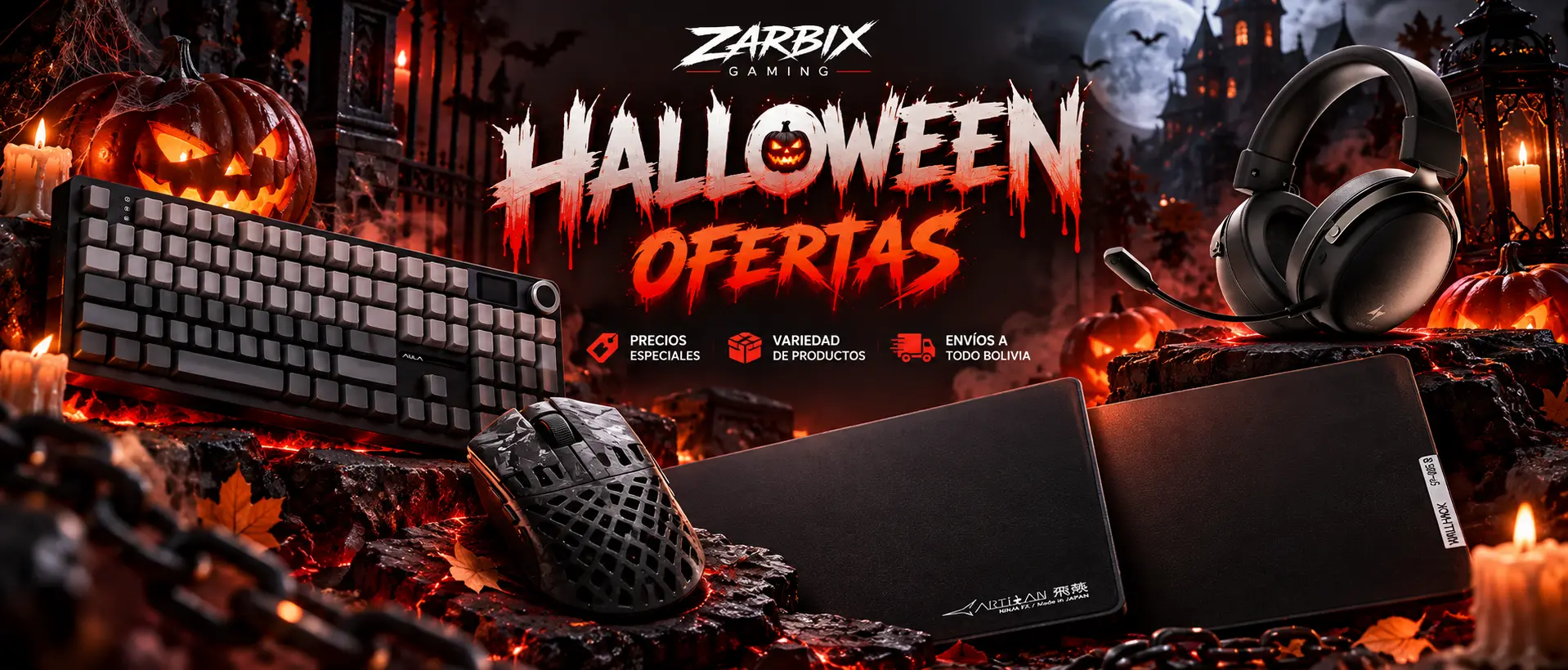 Halloween Ofertas en Zarbix Gaming: precios especiales, variedad de productos y envíos a todo Bolivia
